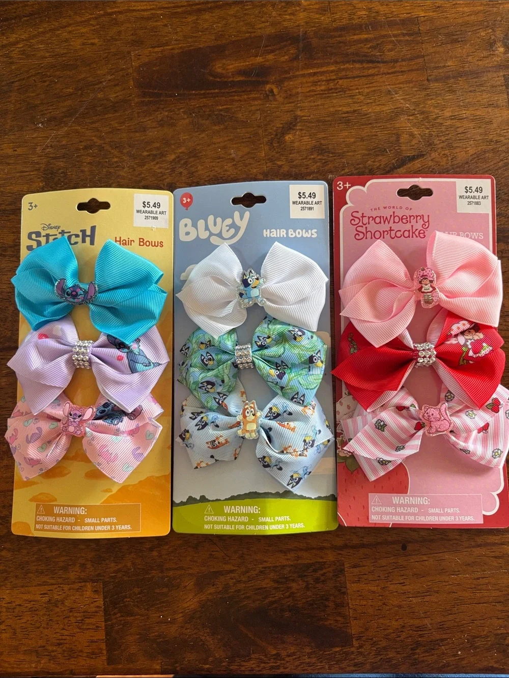 Hobby Lobby Kids Hair Bows Trio Pack - Blue, White, Pink & Red